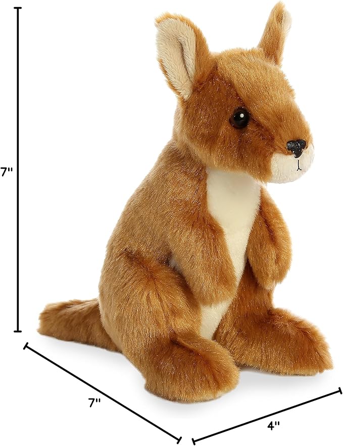 Aurora® Adorable Mini Flopsie™ Kangaroo Stuffed Animal - Mini Companions Ready for Playful Adventures - for Kids All Ages, Toddlers, Adults, and Families - Brown 7 Inches
