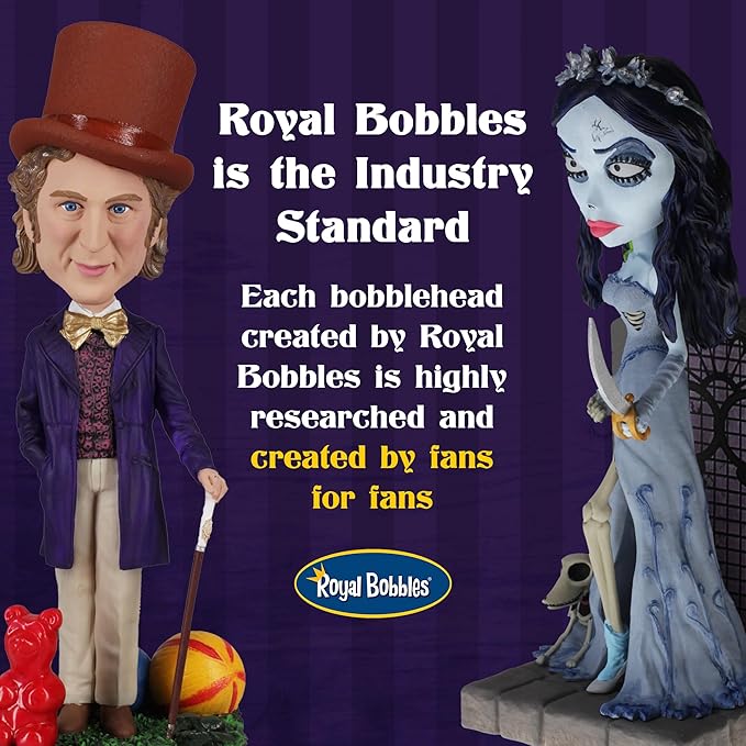 Royal Bobbles Wednesday Addams with Nevermore Academy Stained Glass Window – 6.75 Inches Tall – Collectible Bobblehead Statue