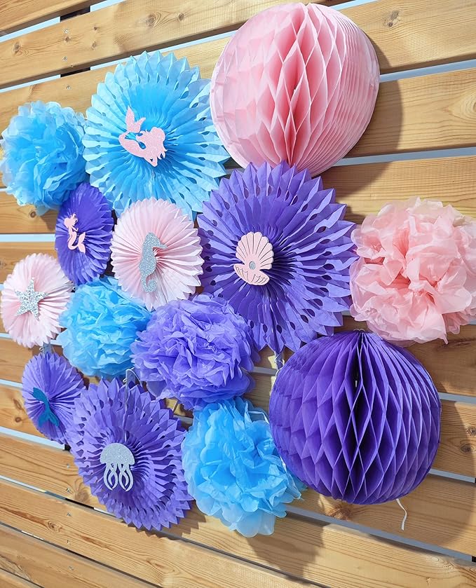 Mermaid Birthday Decorations for Girls, Under The Sea Party Supplies and Decor, Little Mermaid Theme