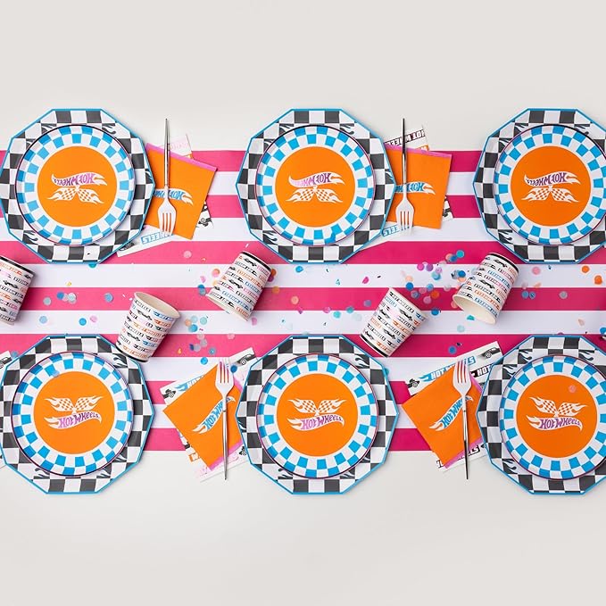 Bonjour Fete Hot Wheels™ x Paper Party Cups | Disposable Cups for Birthday Parties, Kids' Celebrations, and Car-Themed Events | Premium Party Supplies & Decorations | Pack of 8 | 9 oz size