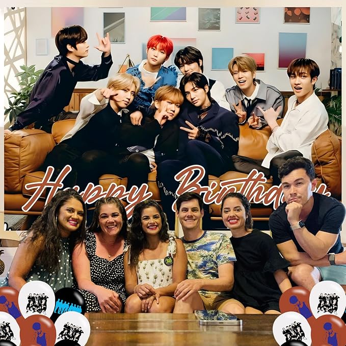 Stray Kids Birthday Party Decoration, Photo Background 5 x 3 FT, 18 Pcs Balloons,Music Merch Party Backdrop Supplies