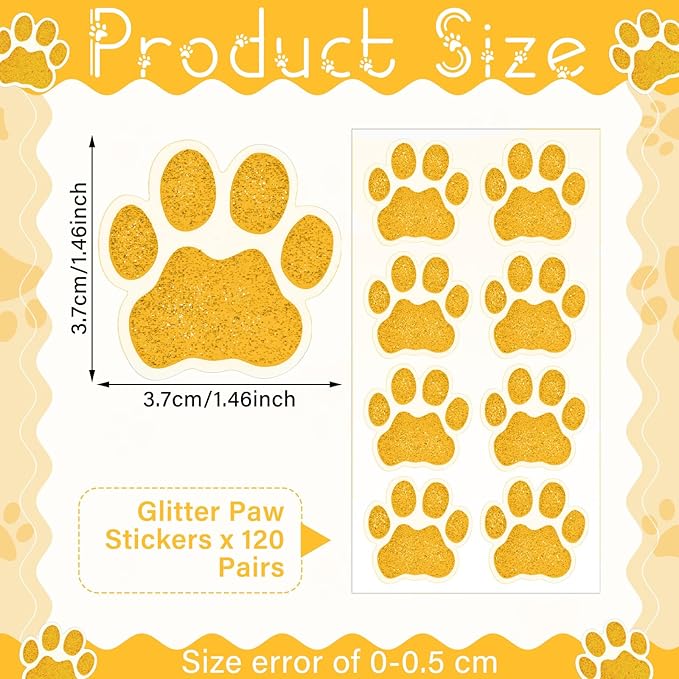 120 Pairs Gold Eye Black Bulk Tiger Paw Football Stickers Sport Glitter Eyeblack Sticker Team Spirit Accessories for University College Game Day Sports Fans Themed Party Supplies
