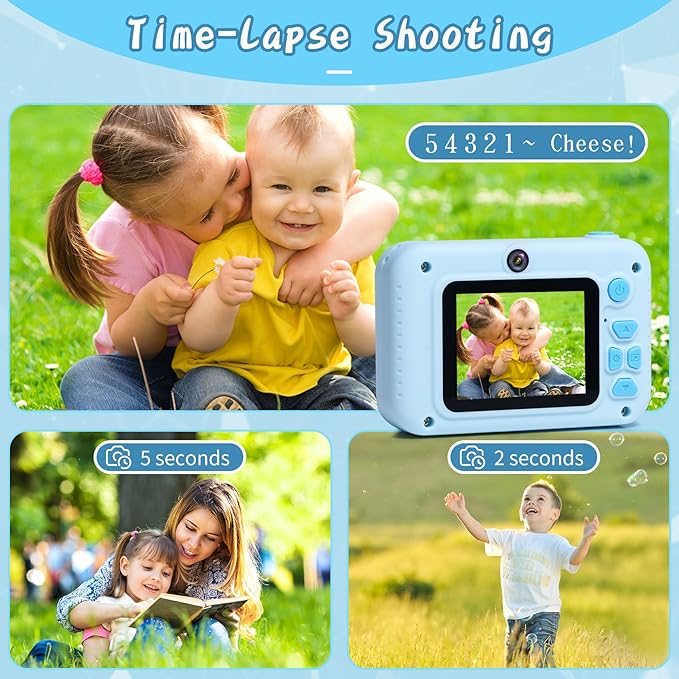 Kids Camera Toys, for Boys and Girls,JUVNAWEZ Digital Camera for Kids, Toddler Camera Christmas Birthday Toy Gifts for Kids Age 3 4 5 6 7 8 9 10 with 32GB SD Card, Video Recorder 1080P HD (Blue)