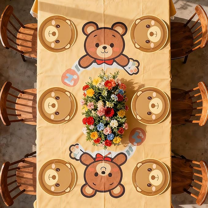 50Pcs Bear Baby Shower Paper Plates 9 Inch Heavy Duty Disposable Brown Bear Birthday Party Decorations for Boys Girls Baby Shower Gender Reveal Fall Holiday Wedding Birthday Party Supplies