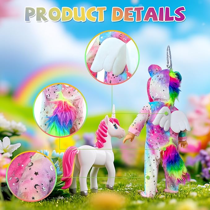 2-Sets 18-inch Doll-Clothes Set - Unicorn Clothes with Hair Clip and Headband - Compatible with All 18 inch Dolls Accessories for Kids -Pink