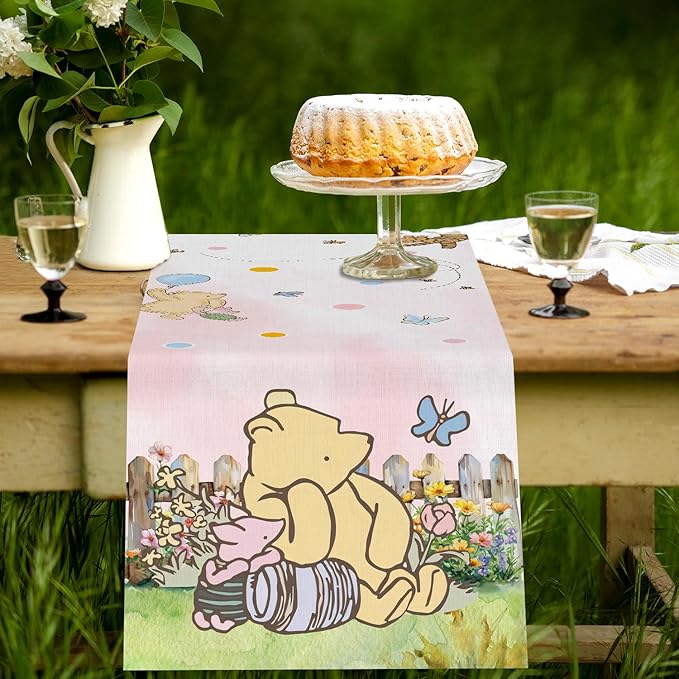 Winnie Baby Shower Decorations-Pooh Birthday Party Decor-Winnie Tablecloth,Tablecloth Oh Baby Gender Reveal Birthday Party Supplies for Kids Boys Girls,Pink