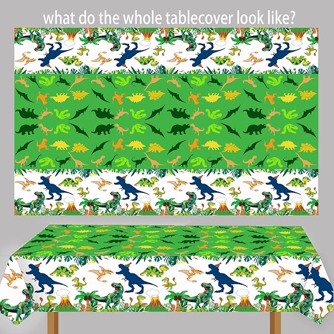 3pcs Dinosaur Party Tablecloth Dinosaur Birthday Table Cover T-Rex Dinosaur Party Supplies Decorations Dino 1st 2nd 3rd 10th Birthday Table Cloth for Boys-86.6 * 51.2in