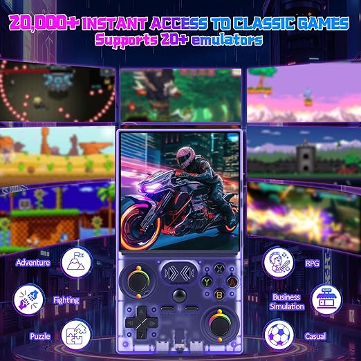 UYTGXEN XF40V Retro Handheld Game Console with 2*Detachable Long Joysticks, 4.0-Inch HD IPS Screen Retro Gaming Console, Preloaded Classic Games with Multiple Emulator, Pocket Video Gaming