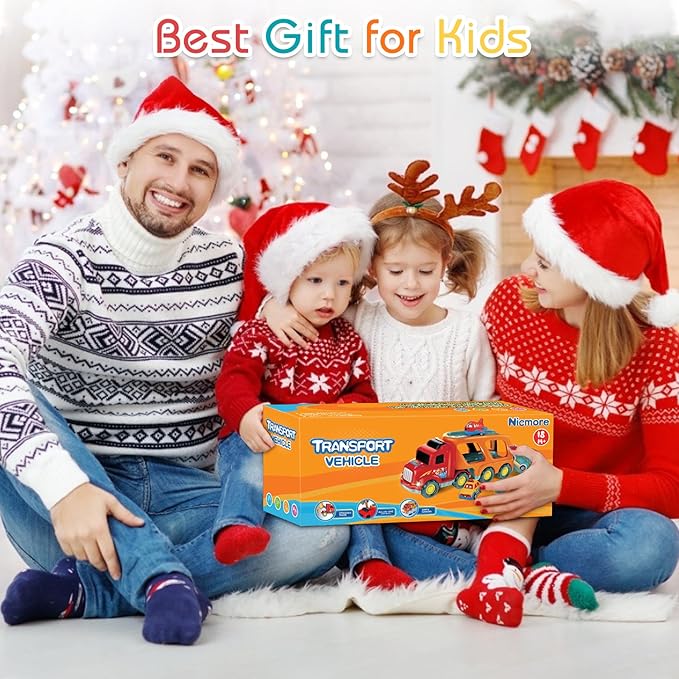 Nicmore Carrier Truck Toddler Toys Car: Transport Toy for 1 2 3 4 Year Old Boys Girls 18 Month 5-in-1 Kid Playset Gifts for Preschool Birthday Christmas