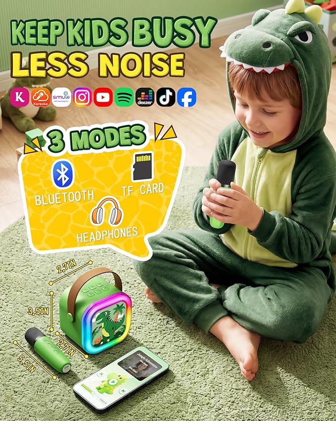 Mini Karaoke Machine for Kids, 2026 TOP Toys Birthday Gifts Ideas for Girls Ages 4, 5, 6, 7, 8, 9, 10, 12+ Years Old, Portable MP3 Player with 2 Wireless Mics for Family Home Party