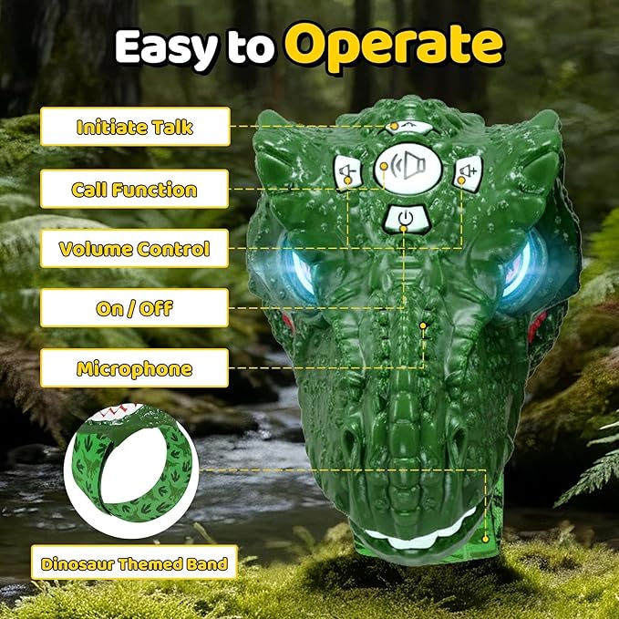 Vvinca Kids Walkie Talkies 4-Pack with 2 Dinosaur Shaped and 2 Rechargeable Long Range Walkie Talkies with Flashlight for Boys Girls Age 3-12 Ultimate Outdoor Adventure Gift Set