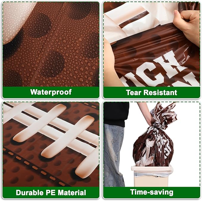 3 Pack Plastic Football Tablecloth, Superbowl Party Decorations 54 x 108 Inch Plastic Table Cloth for Rectangle Tables Disposable Touchdown Table Cover for Football Theme Party Games Decor