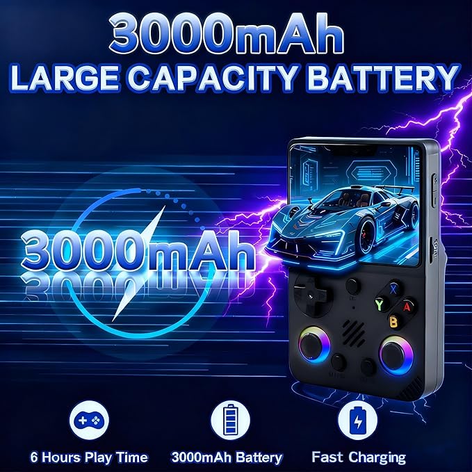 RG36PRO Handheld Game Console - 3.5-Inch Screen, Support 30000+Classic Games, 64G TF Card, Open Source System, 3000mAh Battery, Portable Console for Travel, Gift for Adult or Partner-Black
