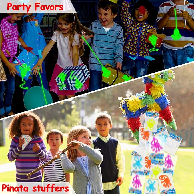 Thremhoo 40Pcs Glow in the Dark Sticky Hands Kids Party Favor Supplies Goodie Bag Stuffer Pinata Return Gift Stretchy Class Prize Carnival Sensory Goody Party Pinata Filler Treasure Box Bulk Toy