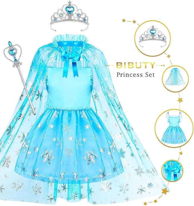 Kids Makeup Kit for Girls Dress Up for Girls, BIBUTY Pretend Play Fake Makeup Set with Princess Dress Cape Princess Shoes Crown, Princess Toy Gift for 3-6 Toddler Little Girl