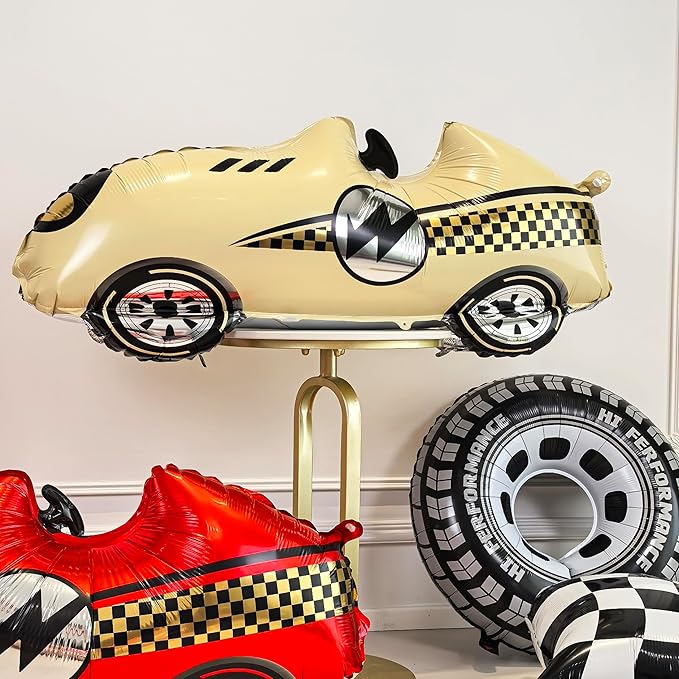 3D Self standing Race Car Tire Foil Balloon car balloons for birthday boy race Themed party Baby Shower Decorations Supplies