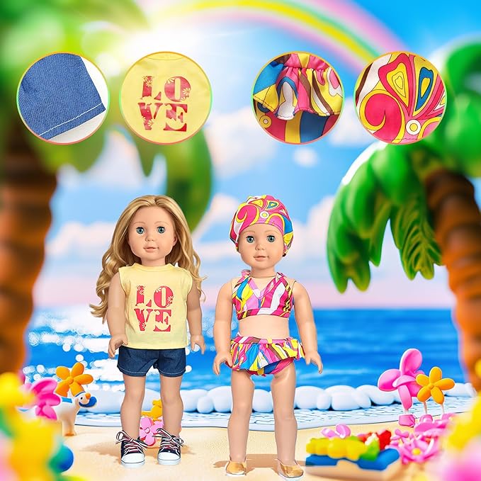 American 18 inch Doll Clothes Accessories-10 Set Doll Outfits for Girl Doll Clothes, Valentine's Toys Gifts for Kids Dressing up
