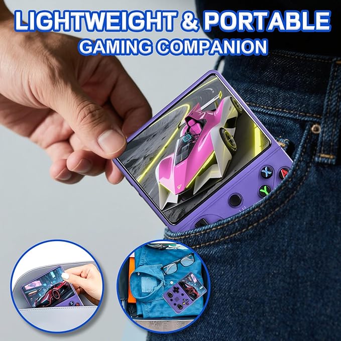 RG36PRO Retro Video Game Console - Open Source System,3.5"IPS Screen,64G TF card,3000mAh Battery,Support 30,000+ Classic Retro Video Games for Teen or Partner - Gift for Christmas - Purple