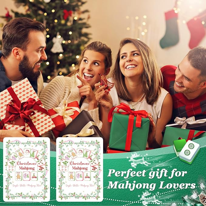 Soulchen 2 Pcs Mahjong Tile Mixer Shufflers for Mixing and Shuffling Tiles Plastic Mahjong Accessories Gifts for Lovers Games Decorative Printed Design (Christmas Style)