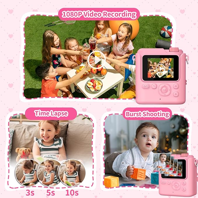 Kids Camera Gifts for Girls Boys - Christmas Birthday Xmas Gift for Girl Boy Age 3 4 5 6 7 8 9 10 11 12 Year Old - Instant Print Digital Toys Ages 3-5 6-8 8-12 Years Olds - Toddler Learning Kid Toy