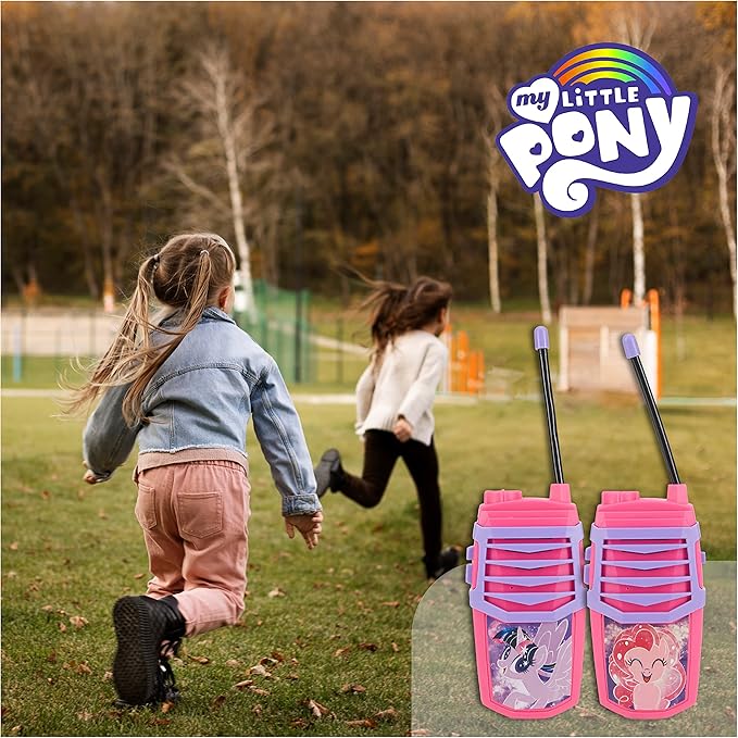 Sakar My Little Pony Molded Walkie Talkie for Kids, Safe and Flexible Antenna, Over 1000ft Range, Easy-to-Use Power Switch, Belt Clip, Pack of 2, Camping Accessories, 2-Pack, Outdoor Toys