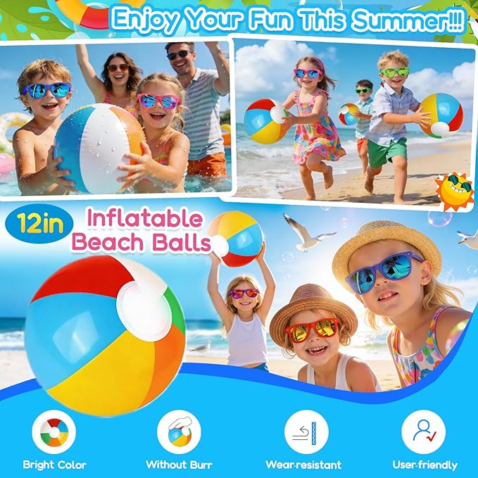 Pool Party Favors and Beach Party Favors 168pcs Summer Party Toys for Kids,Including Beach Balls, Sunglasses, Bubble Wands Party Supplies for Summer Birthday Ages 4-8 8-12