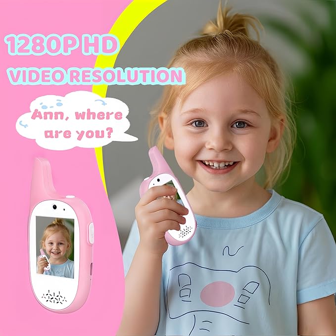 Upgrated Video Walkie Talkies for Kids, Kids Walkie Talkies 2 Pack with Voice Changer, Outdoor Toys for Family Games, Outside, Adventure, Camping, Hiking for Boys Girls Ages 3-12