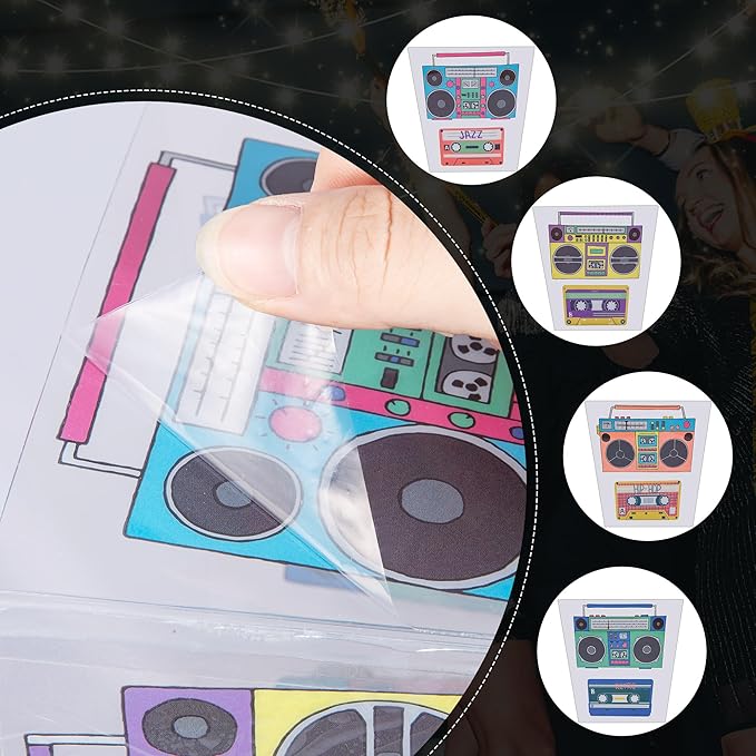 YAROMO Tape Radio Bucket Centerpiece, 6 PCS 80s Party Supplies, 90s Theme Birthday Party DecorationTape Radio Table Decor, Retro Hip Hop Disco Pop Music Party