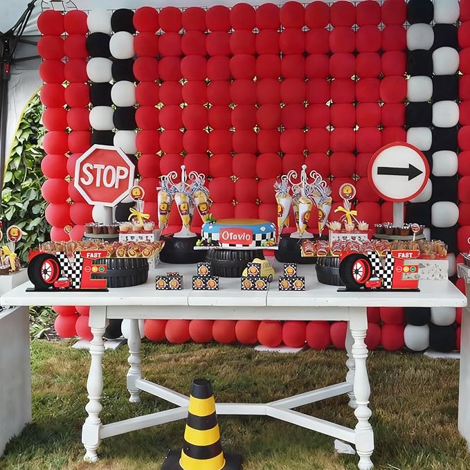 TONIFUL Race Car ONE Letter Sign Table Centerpieces Fast One Birthday Decorations for Boys,Cars 1st Birthday Decorations for One Year Old Birthday Favors Party Baby Shower Photo Booth Props(2 Set)