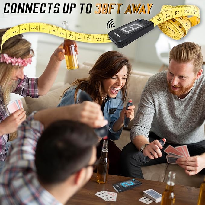 Digital Energy Wireless Handheld Game Buzzer System - Console Displays First Buzz-in - Great for Jeopardy, Family Feud, Trivia and Buzzer Games - 4 Joystick Buzzers