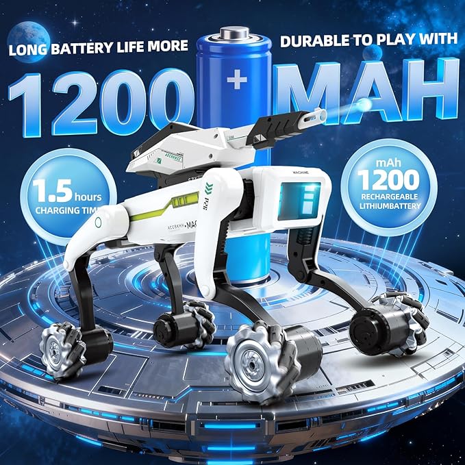 3 in 1 Robot Dog with Wheels Kit, 30+ Bionic Actions, Voice & Remote Control, Programmable Moves, All-Terrain Stunt Pet, Ideal Gift for Kids Aged 6+(Removable Claw & Cannon)