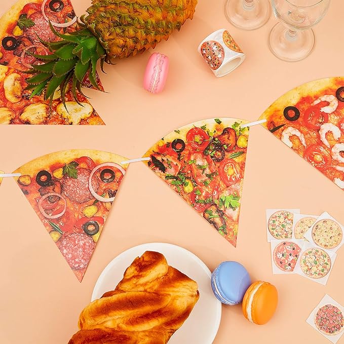 Boao Pizza Decorations Party Banners Party Supplies Pizza Garland Streamers Decoration, Pre-assembled