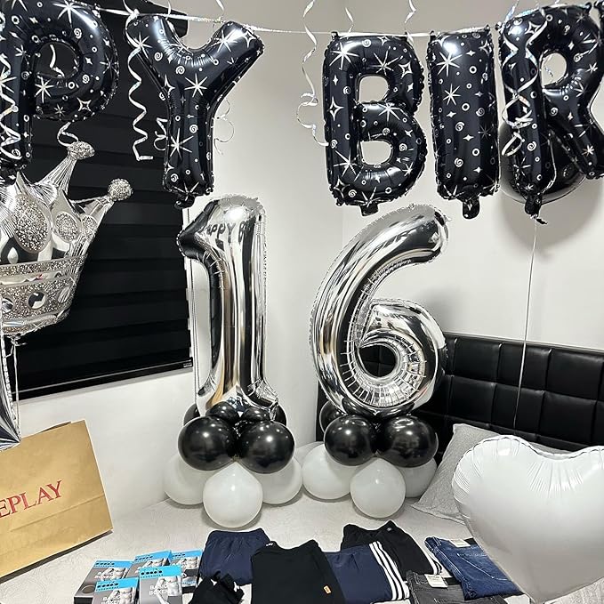 40 Inch Sliver Number 10 Balloon, Giant Number 10 Balloons for 10th Birthday Decorations, Party Supplies for Baby Boy Girl, Sliver Party Decor