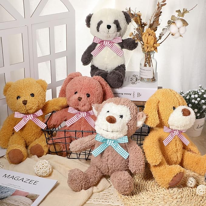 Civaner 7 Pcs Stuffed Animals Bulk 12.5 Inch Cute Soft Animal Plush Toys for Kids Birthday Gifts Baby Shower Party Decorations (Bright Color,Jungle)