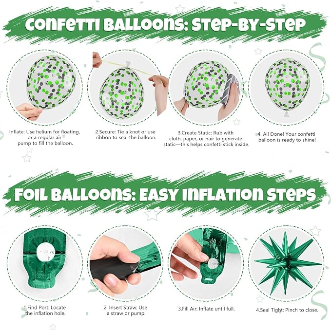 Green and Brown Balloons, 12 Inch Dark Green Black Metallic Green Gold Balloon with Star Foil Balloon for Boys Camping Jungle Safari Theme Birthday Baby Shower Party Decorations