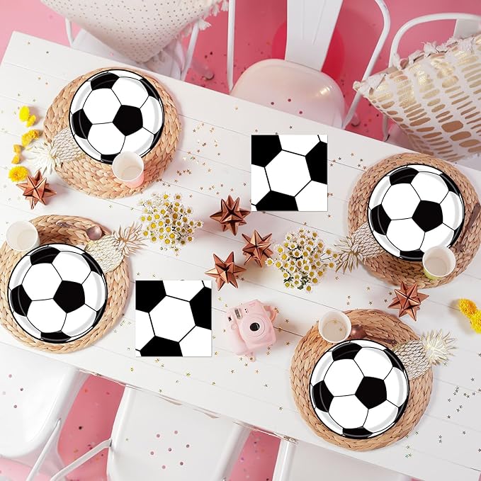 40 Pcs Soccer Plates and Napkins Party Supplies, Soccer Birthday Party Decorations Disposable Paper Plates and Napkins Tableware Set for Sports Theme Birthday Baby Shower Serves 20