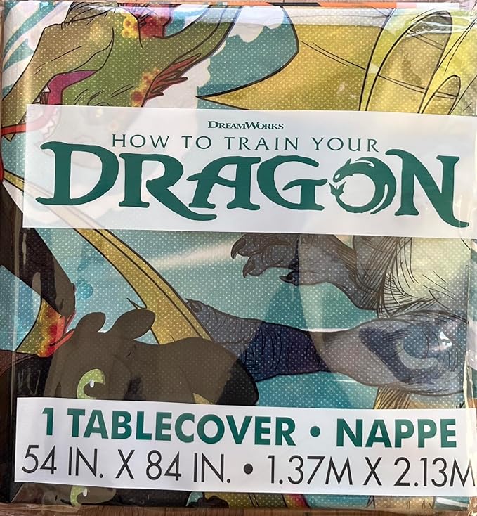 Unique How to Train Your Dragon Birthday Party Supplies Bundle Pack Includes 2 Plastic Table Covers and 1 Dinosaur Sticker Sheet