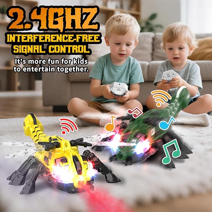 RC Dragonfly Robot Toy with 2.4GHz Remote, Lights, Music & Spray - Realistic Dragonfly Gift for Kids, Perfect for Holidays, Parties & Pranks, Green