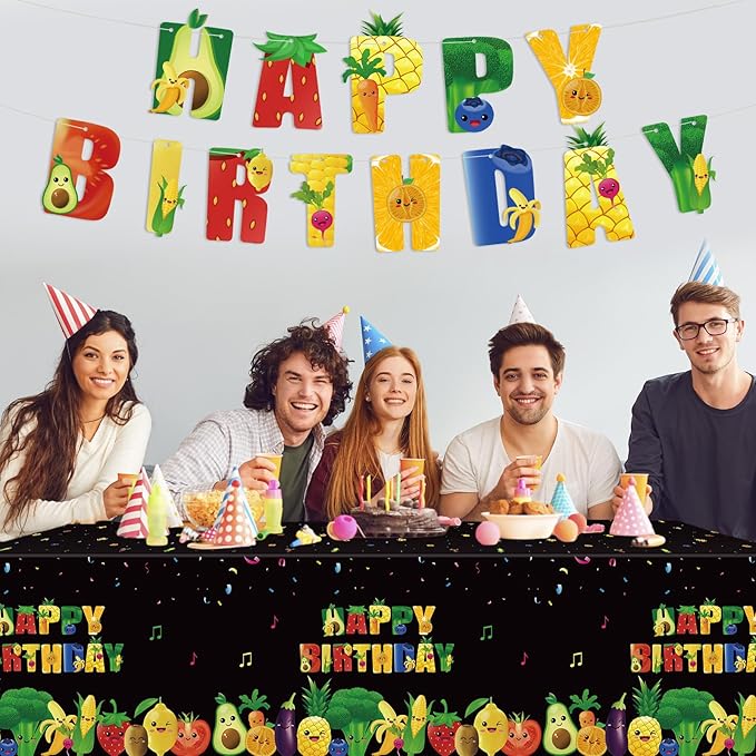 Zhehao 172 PCS Dancing Fruit Party Decorations Include Fruit Birthday Tableware Set Fruit Theme Banner Summer Fruit Party Tablecloths for Dancing Fruit 1st Birthday Baby Shower Party Supplies Decor