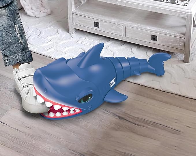 LEXiBOOK - Crazy Shark - Remote Control Shark, Up to 3mph, Automatic Hunt and Dance Modes, programmable, Music Effects, Blue, SHARK01