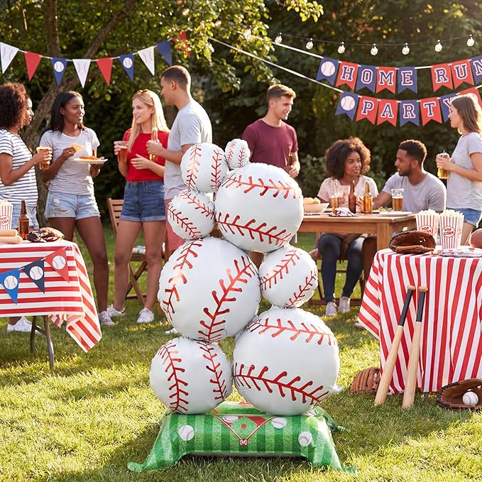 Soulchen 2 Pcs 3.5 ft Giant Self Standing Baseball Foil Balloons for Baseball Birthday Party Decoration Team Celebration Decor Backyard BBQ Sports Themed Party Supplies