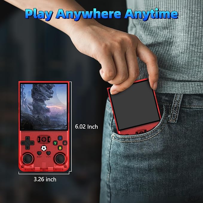 R36MAX Retro Handheld Games Console, Retro Game Console with 4.0 inch IPS HD Screen, Video Game Consoles with 64GB Memory, Portable Gaming Player for Travel, Gift for Teen or Partner, Red