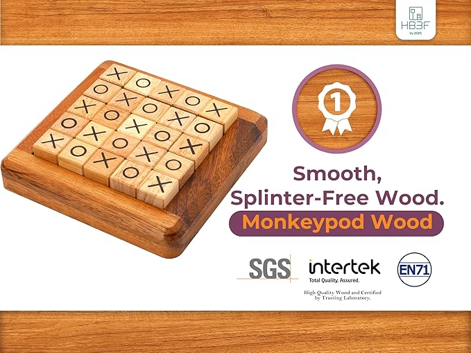 BSIRI Pushing Me Wooden Tic Tac Toe Game- Tabletop Board Games for Farmhouse Decor, Coffee Table Decor, Unique Gifts Fun Gifts for Adults. Perfect for Game Night, Table Games (5 Inch)