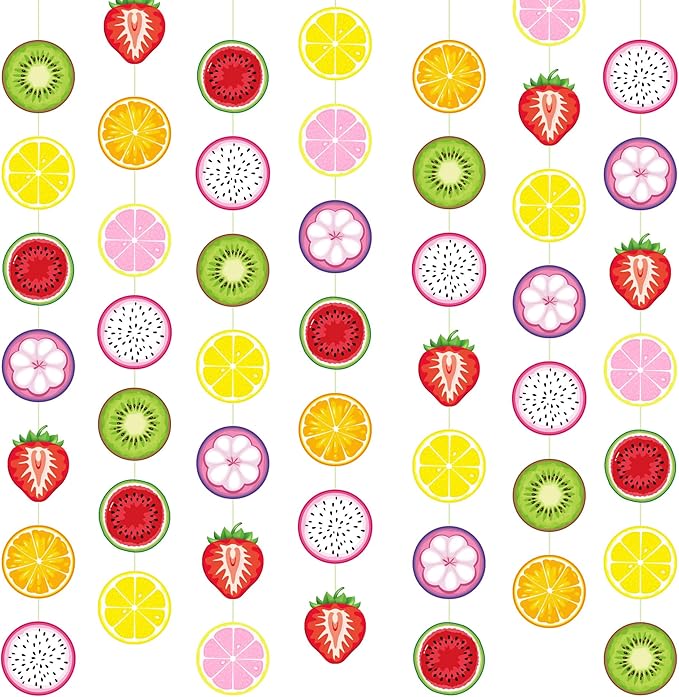 Duraaamo 8 Packs Fruit Party Banner Decorations Twotti Frutti Paper Garland Dancing Frutti Paper Hanging Cutouts Summer Theme Banners for Summer Theme Birthday Party Supplies Decor(Fruit)