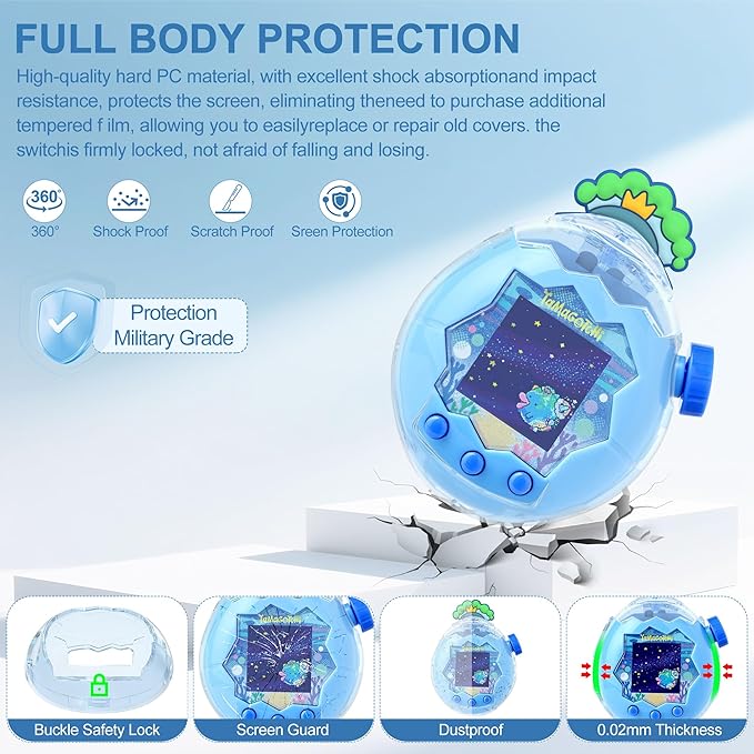 for Tamagotchi Paradise Clear Case and Replacement Lid Set, Ideal for DIY Fans, Collectors and Display, for Paradise Tamagotchi Accessories, with Lanyard (No Device/Film)