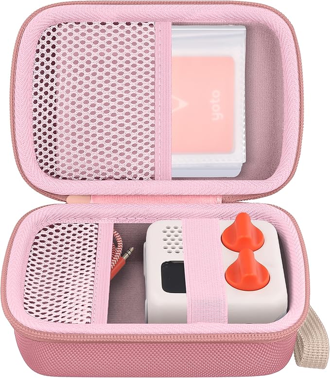 co2CREA Hard Case Compatible with Yoto Mini 2024 Edition Kids Audio Music Player Children Speaker Plays Audiobook Cards Radio and Card Holder Hold up to Yoto 36 Cards, Pink Case