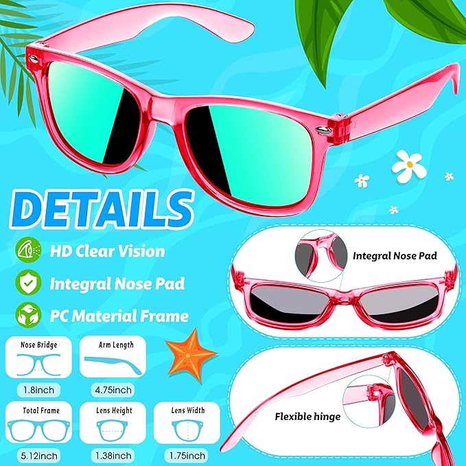 GIFTINBOX 24Pack Kids Sunglasse Bulk for Kids ,Great Gifts Party Favors For Kids 4-8 & 3-5, Translucent Sunglasses with UV400 Protection, Beach Pool Birthday Party Supplies