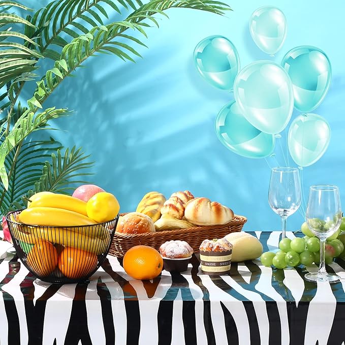 Animal Safari Tablecloth Jungle Animal Theme Tablecover Tiger Zebra Giraffe Print Table Cover Tropical Leaf Tablecloth Party Supplies for Jungle Safari Birthday Baby Showers (Leopard Style, 4 Pcs)
