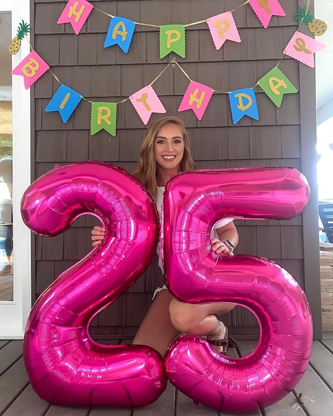 Hot Pink 5 Balloon, Number Balloons 40 Inch, 5th Birthday Balloon Decorations, Hot Pink Party Supplies, 5 Number Balloons, Number 5 Balloon