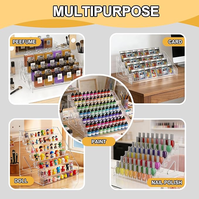 4 Layers Acrylic Display Shelf, Clear Display Stand Toys Organizer for Mini Collectible Toys
